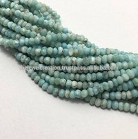 Natural Larimar Beads Wholesale Faceted Rondelle Bead Strand