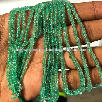 Natural Zambian Emerald Stone Faceted Rondelle Gemstone Beads
