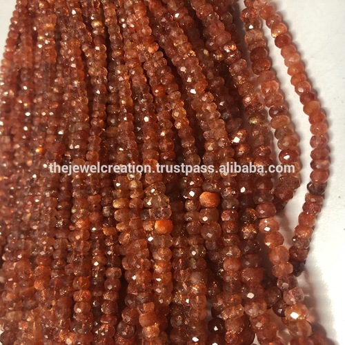 Natural Sunstone Faceted Rondelle Gemstone Bead Strands 4 to 6mm