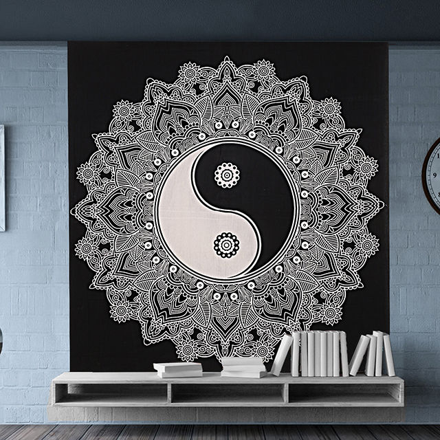 Indian Cotton Yin Yang Sign Printed Wall Decor Home Textile