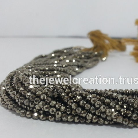 AAA Quality Natural Pyrite Tiny Beads Pyrite Rondelle Faceted 2