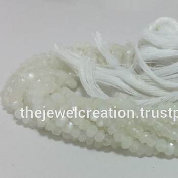Stone Aaa White Moonstone Faceted Rondelle Beads