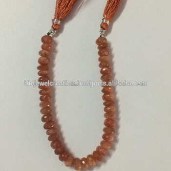 Natural Sunstone Faceted Rondelle Gemstone Bead Strands 6-8mm