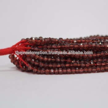 Natural Red Garnet Stone Faceted Beads Mozambique