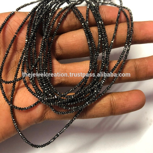Natural Black Diamond Faceted Beads 10 Carat Size 2mm