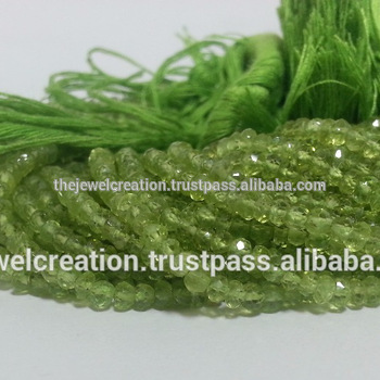 Natural Peridot Stone Faceted Rondelle Beads For Jewelry Making