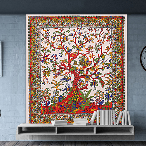 Multi Color Lifestyle Indian Tree Of Life Design Hand Printed Wall Decor Full Of Life Bedspread Bed Sheet Tapestry