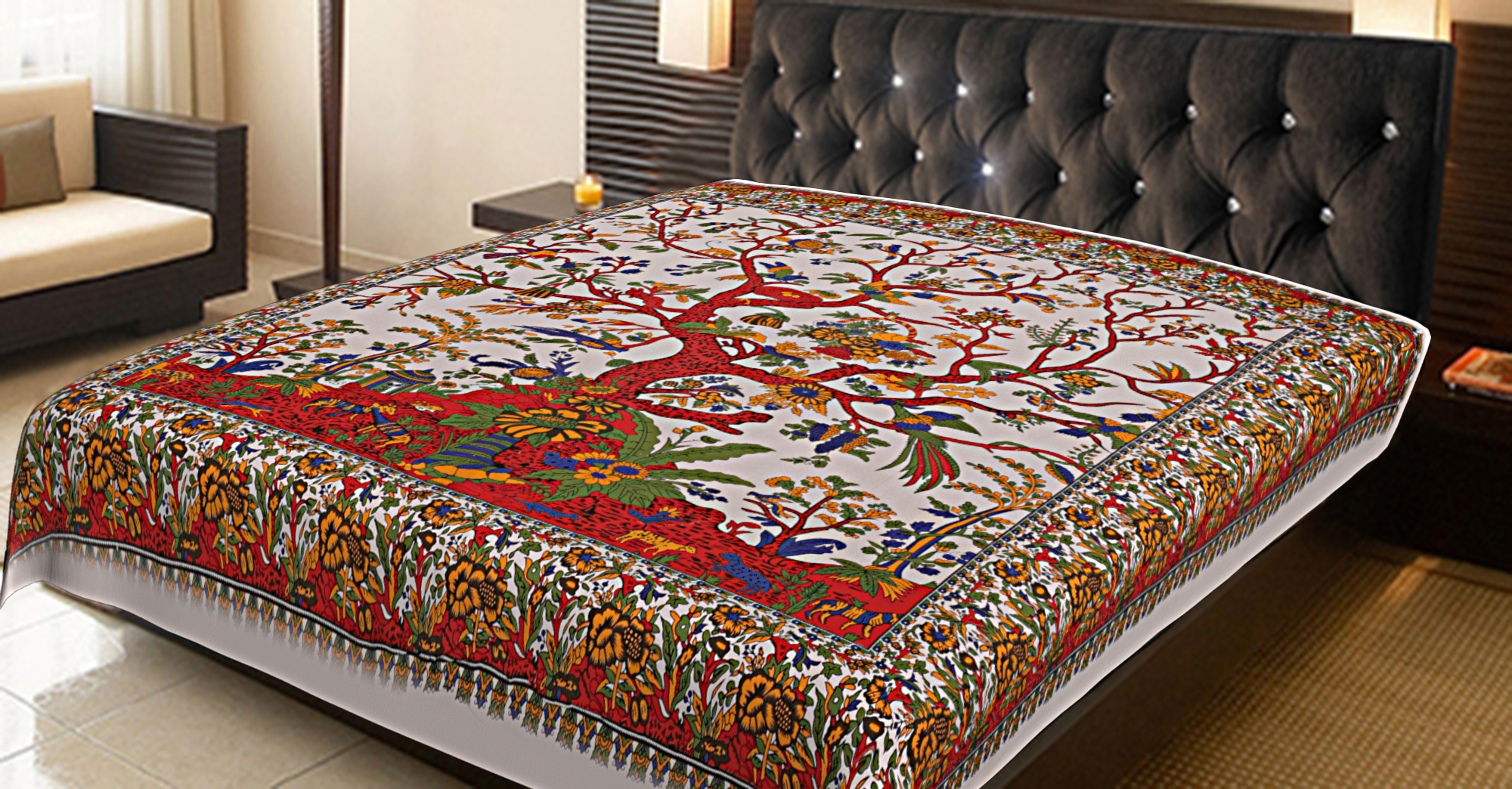 Lifestyle Indian Tree Of Life Design Hand Printed Wall Decor Full