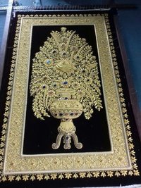 Zardozi Embroidery Jewel Carpet Flower