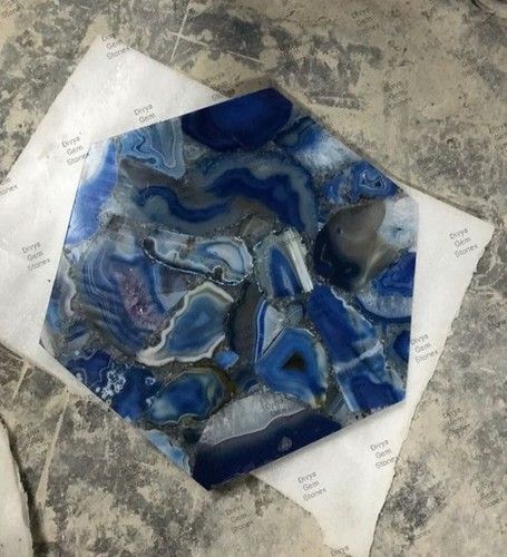 Blue Agate Table Top in Hexa