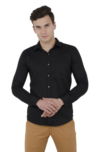 Cotton Black Printed Casual Shirt