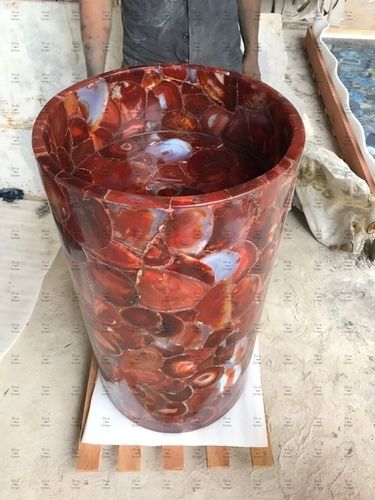 Red Carnelian Pedestal Wash Basin