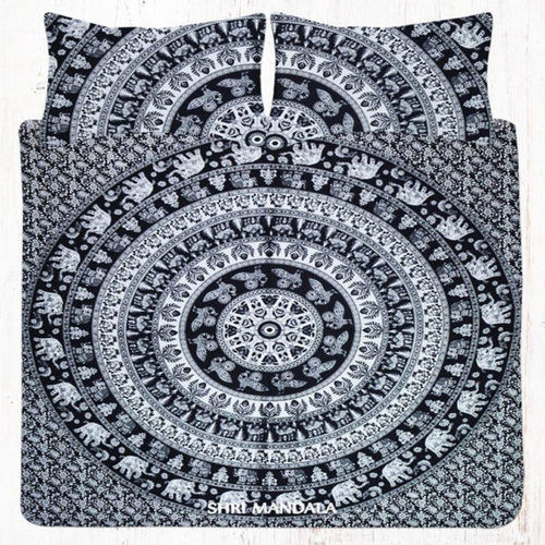 Quick Dry King Size Elephant Bedding Mandala Bed Sheet Set