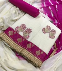 Slub Cotton Embroidered Straight Dress Material