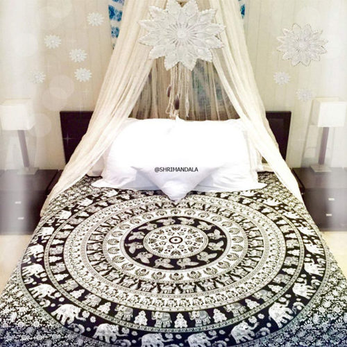 Black And White Elephant Mandala Bed Set And Pillow Covers