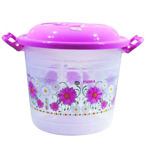 Pink And Blue Round Foil Printed Plastic Container Delco 666
