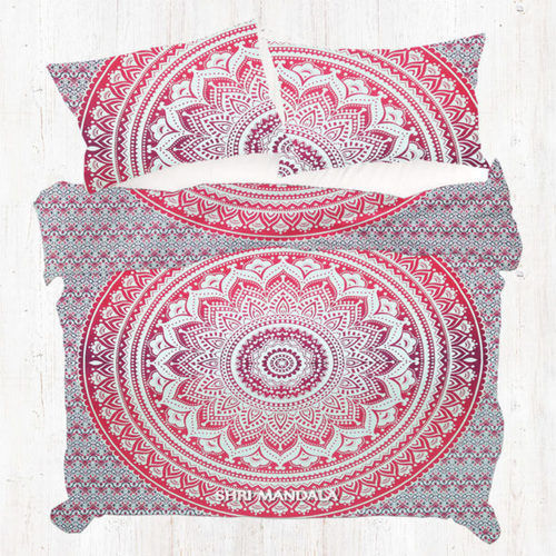 Carrot Red Ombre King Mandala Duvet Cover Set Length: 95 Inch (In)