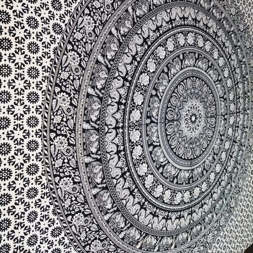 Floral Hippie Elephant Mandala Tapestry 