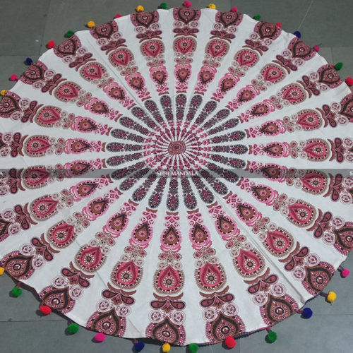 Pink Maroon Round Mandala Beach Throw