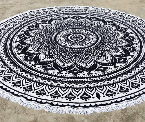 Ombre Round Mandala Beach Throw Tapestry Beach Towel