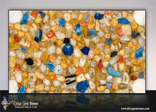 Multi Agate Stone Slab Size: 10ft X 6ft