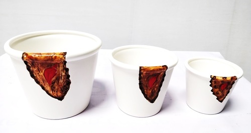 Ceramic Pots (Set) - Sizes: 10cm x 11cm, 12cm x 14cm, 15cm x 18cm | White, Modern Arts Style, Eco-Friendly, Easy to Clean