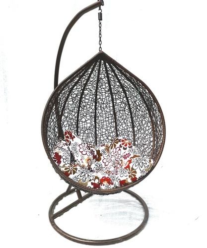 Jhulla - Metal & Rattan Fiber, 203 cm x 112 cm, Brown with Cushions | Home & Hotel Use, Eye-Catching Design