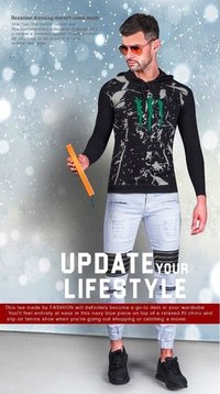 Hooded T Shirts - Cotton, M-xl, Long Sleeves, O-neck | Blue, White, Black, Grey, Yellow, Red, Sky Blue, Green, Printed Design For Boys & Men