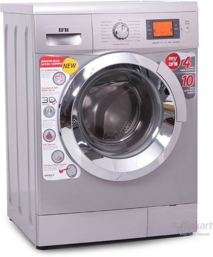 IFB 8 kg Fully Automatic Front Load Washing Machine Silver  (Senator Aqua SX)