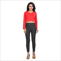 Ladies Jegging - Spandex, Size M/l/xl, Black/grey | Breathable, Quick Dry, Washable, Striped Pattern, Formal Dress Type, Plain Dyed