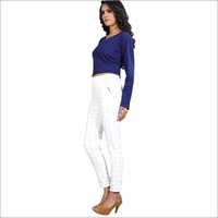 Ladies Cotton Jegging - Striped Pattern, Casual Wear | All Season Comfort, Available In Sizes M, L, Xl