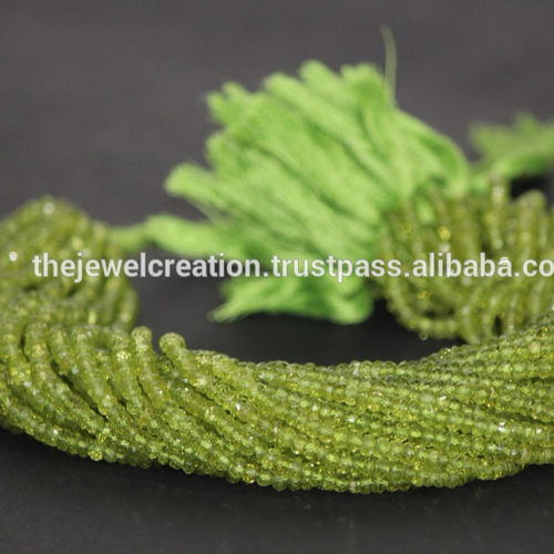 Natural Peridot Stone Faceted Rondelle Beads Gemstone Craft Supply`