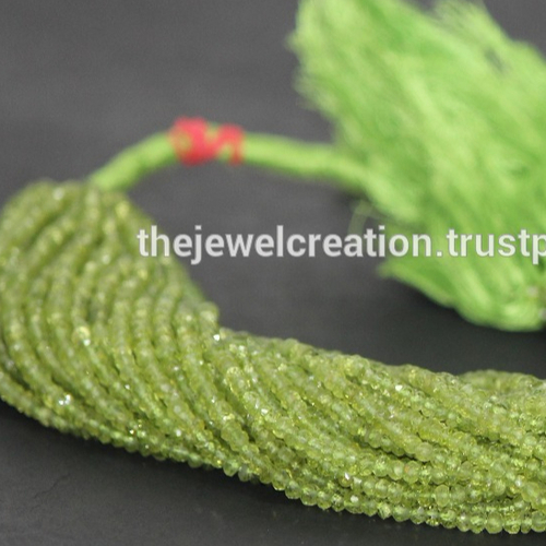 AAA Peridot Stone Faceted Rondelle Beads Wholesale Gemstone