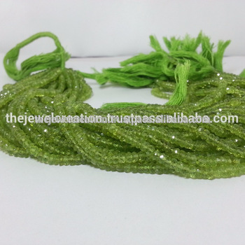 Natural Peridot Stone Faceted Rondelle Beads Gemstone Bead