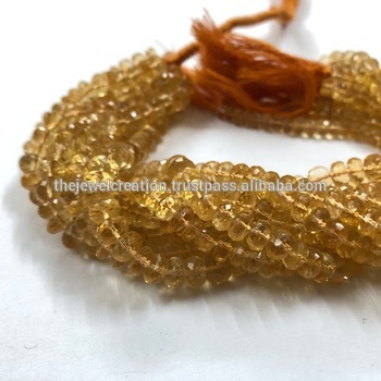 Natural Citrine Stone Faceted Rondelle Beads 6mm Gemstone Loose