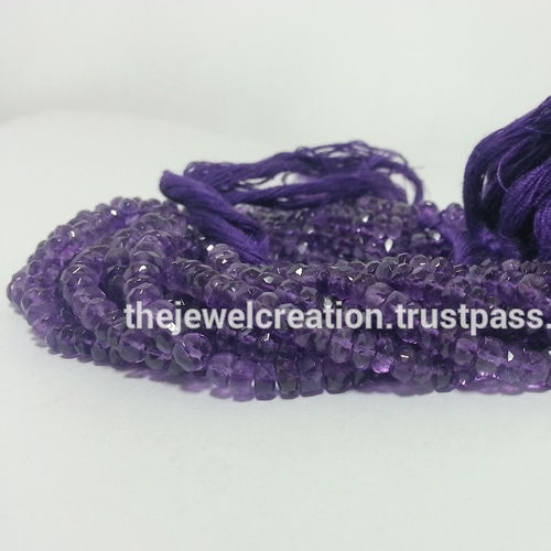 Blue Aaa Natural Amethyst Faceted Rondelle Beads Strand