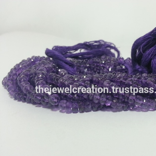 AAA Natural Amethyst Faceted Rondelle Beads Strand