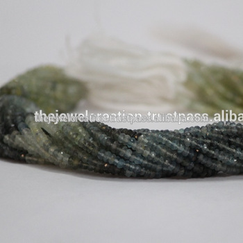 Natural Moss Aquamarine Gemstone Rondelle Beads Stone