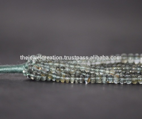 Natural Moss Aqua Aquamarine Stone Plain Rondelle Beads Strand