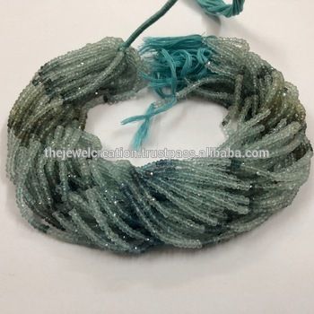 Natural Moss Aquamarine Stone Faceted Rondelle Beads Gemstone