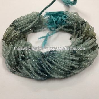 Natural Moss Aquamarine Stone Faceted Rondelle Beads Gemstone