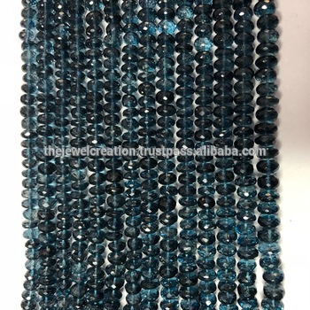 Natural London Blue Topaz Gemstone Faceted Rondelle Beads 5mm