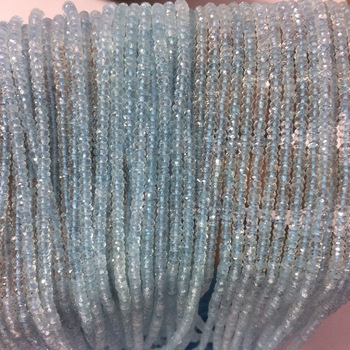 4mm Natural Blue Topaz Gemstone Faceted Rondelle Stone Beads