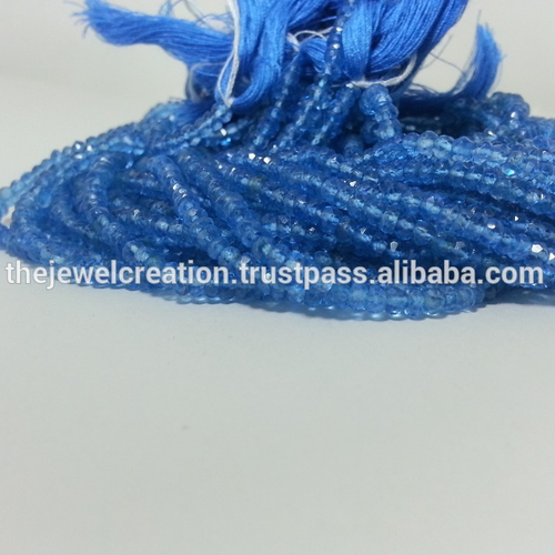 Natural Blue Topaz Gemstone Faceted Rondelle Loose Beads