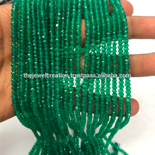 Natural Green Onyx Gemstone Faceted Beads Strand