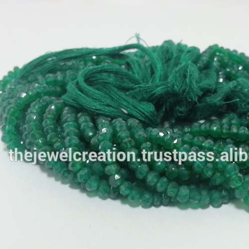 Natural AAA Green Onyx Gemstone Faceted Beads Strand