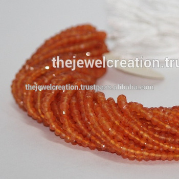 Natural Carnelian Gemstone Faceted Rondelle Beads Coraline Stone