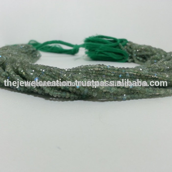Natural Green Labradorite Gemstone Faceted Rondelle Loose Beads