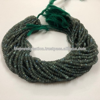 4mm Natural Green Labradorite Gemstone Faceted Rondelle Beads