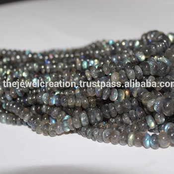 Natural AAA Labradorite Gemstone Smooth Roundel Beads Strand